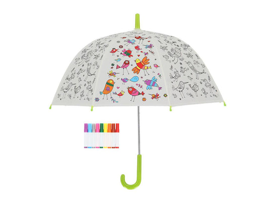 Fallen Fruits Colour Your Own Kids Umbrella - Bird Designs