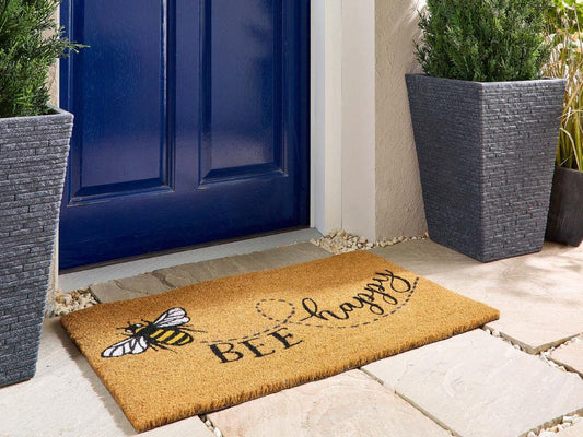 My Mat Coir Non-Slip Doormat - Bee Happy Coir 45 x 75cm