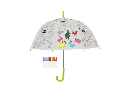 Fallen Fruits Colour Your Own Kids Umbrella - Farm Animals