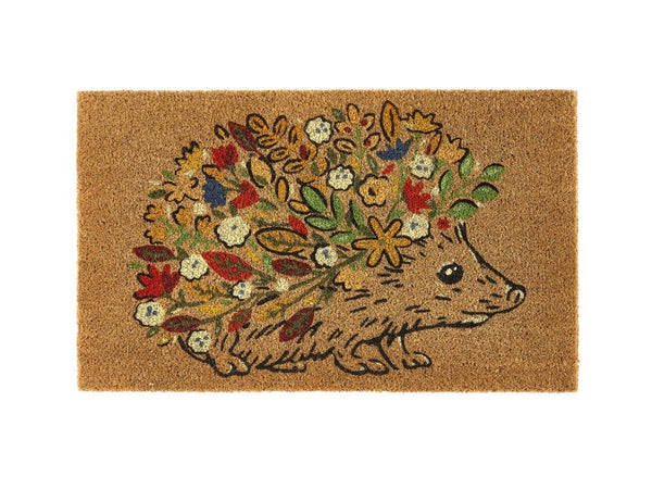 My Mat Coir Non-Slip Doormat - Floral Hedgehog Coir 45 x 75cm